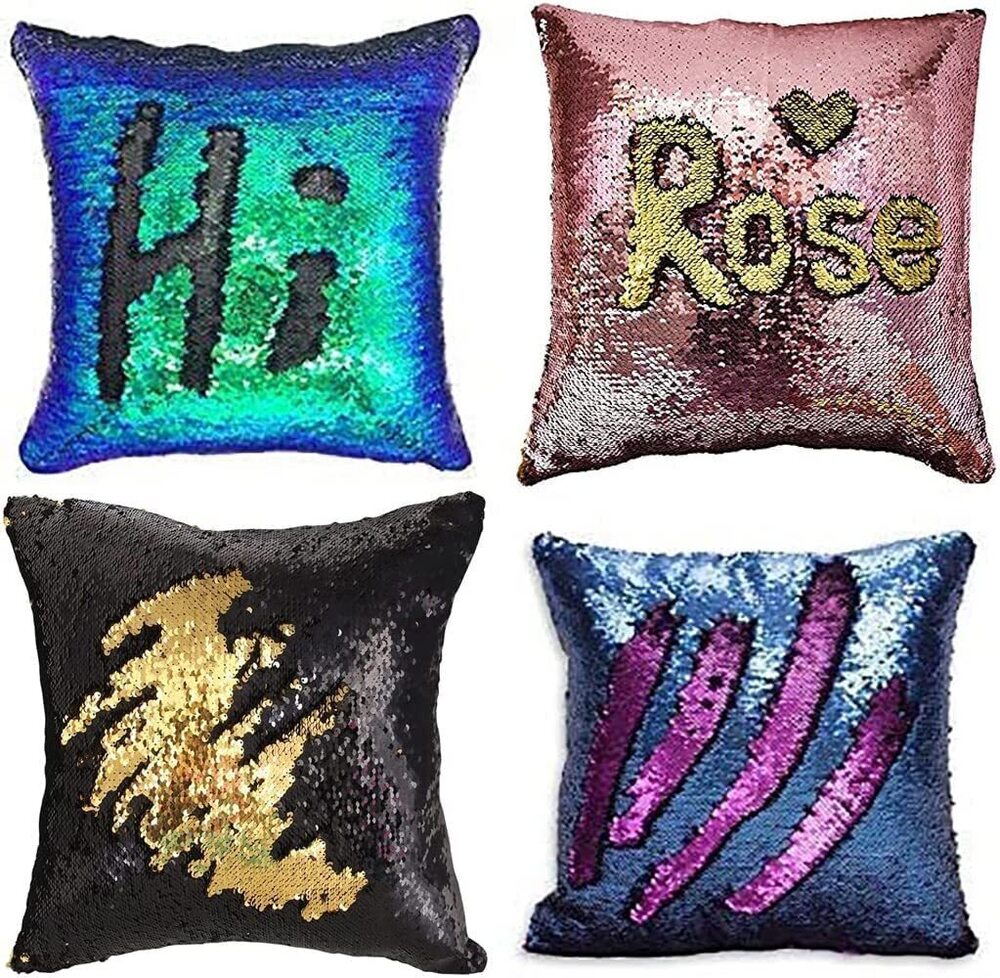 4080 4 Pack Glitter Sequins Pillow 16X16'' Decorative Pillow Cover Sequin